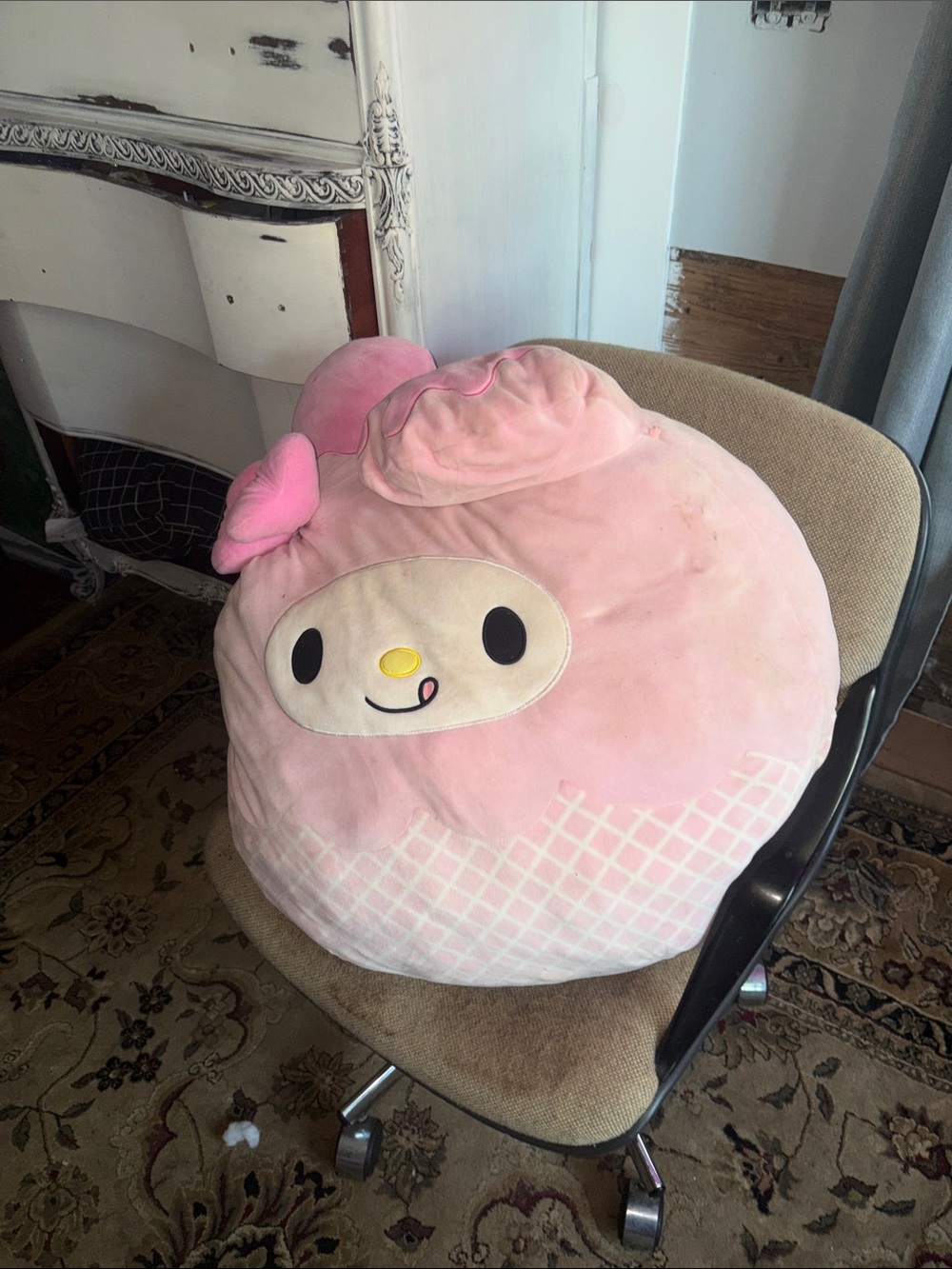 Pink Plush Character Throw Pillow - Sanrio Style
